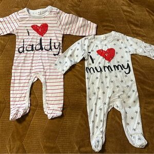 I Love Daddy and Mummy Kids One Pieces Set 0-3 Months